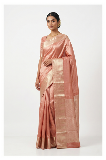 Peach Saree South Silk Saree In Art Silk Saree With Weaving