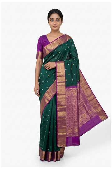 Bottle Green Pure Silk South Wedding Saree