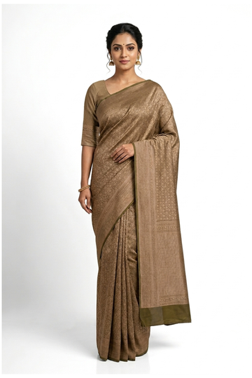 Champagne South Pure Silk Saree For Wedding & Party Wear