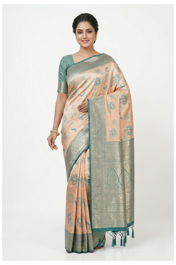 Champagne South Tissue Silk Wedding & Party Wear Saree
