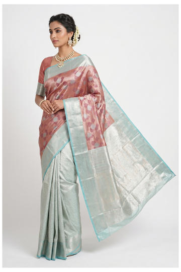 Peach South Silk Saree In Art Silk Saree With Weaving