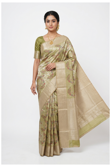 Pistachio Green South Silk Saree With Weaving
