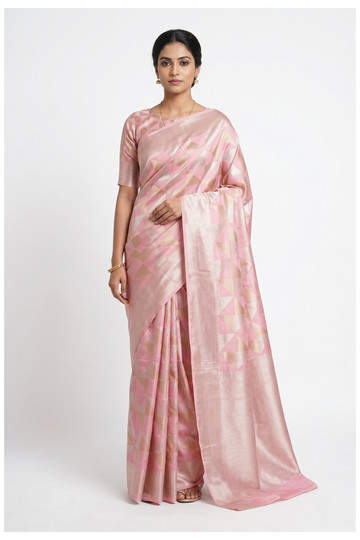 Light Pink South Silk Saree With Weaving