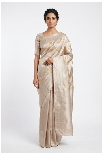 Champagne South Silk Saree With Weaving