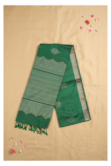 Bottle Green Banarasi Pure Silk Party Wear Saree