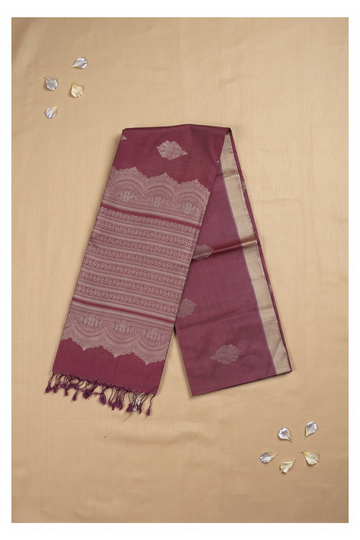 Wine Banarasi Pure Silk Party Wear Saree