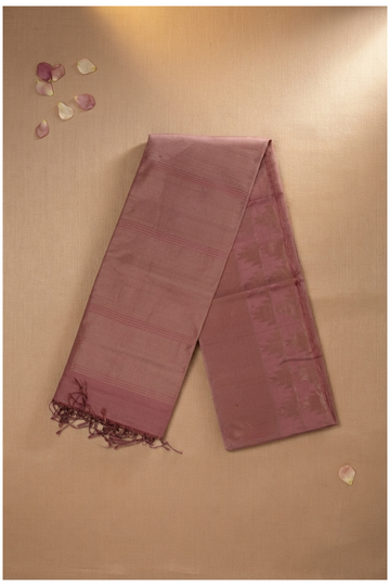 Elegant Copper Brown Pure Silk Saree With Self Zari Weaving