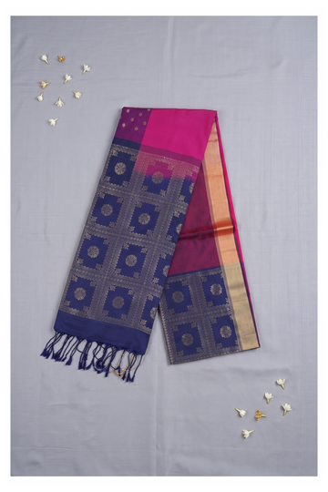 Rani Pink Pure Silk South Saree For Wedding & Party Wear