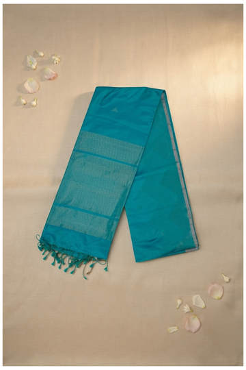 Premium Peacock Blue Pure Silk Zari Woven Saree