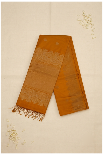 Premium Mustard Orange Pure Silk Zari Woven Saree
