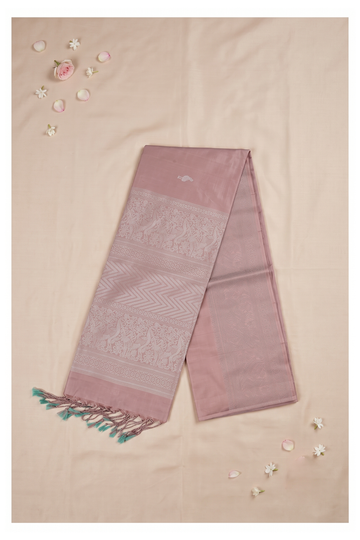 Dusty Rose Banarasi Pure Silk Wedding And Party Wear Saree