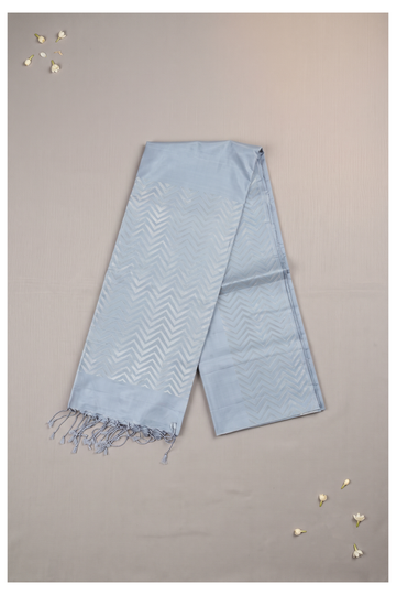 Powder Blue Pure Silk Banarasi Saree For Wedding & Party Wear
