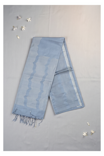 Steel Blue Pure Silk South Saree Wedding Party Wear