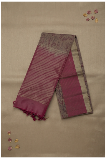 Premium Dual Tone Taupe & Magenta Pure Silk Zari Woven Saree