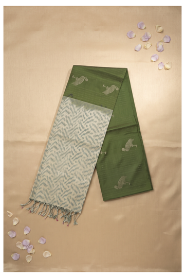 Olive Green Pure Silk Banarasi Wedding & Party Wear Saree