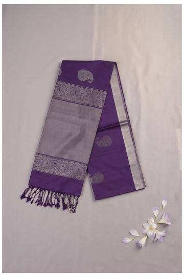 Deep Purple Banarasi Pure Silk Wedding & Party Saree