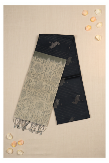Charcoal Blue Banarasi Pure Silk Saree For Wedding & Party Wear
