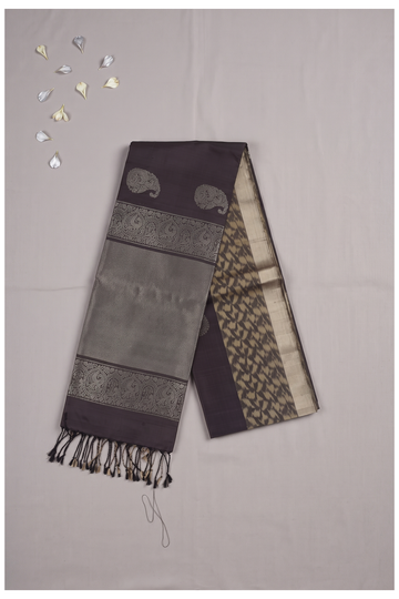 Espresso Pure Silk Banarasi Saree For Weddings And Parties