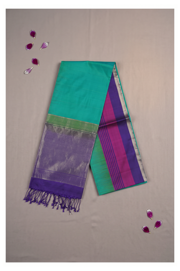 Teal Pure South Silk Wedding & Party Wear Saree