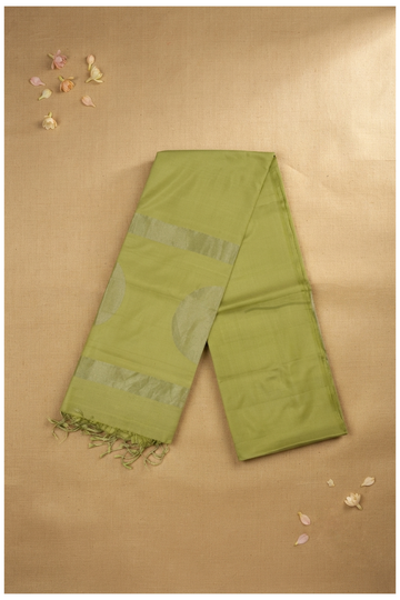 Premium Lime Green Pure Silk Zari Polka Dot Saree