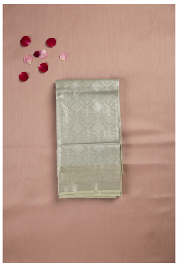 Pale Sage Green Banarasi Art Silk Wedding And Party Wear Saree