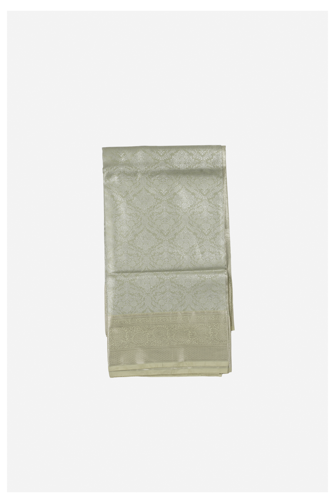 Pale Sage Green Banarasi Art Silk Wedding And Party Wear Saree