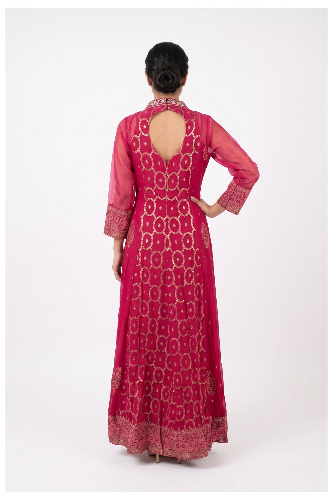 Ruby Red Embroidered Anarkali Suit Set With Dupatta