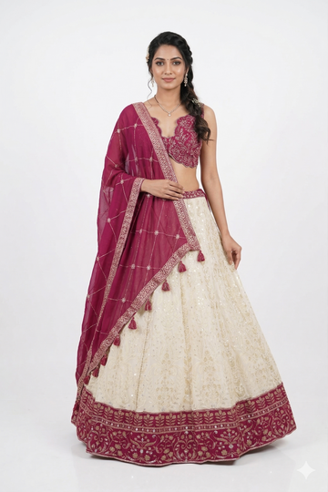 IVORY-MAGENTA LEHENGA CHOLI