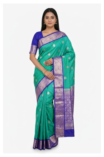Teal Green Pure Silk South Silk Wedding Saree