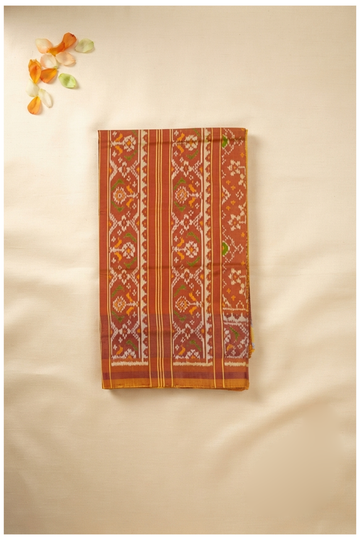 Premium Orange Patola Inspired Pure Silk Saree