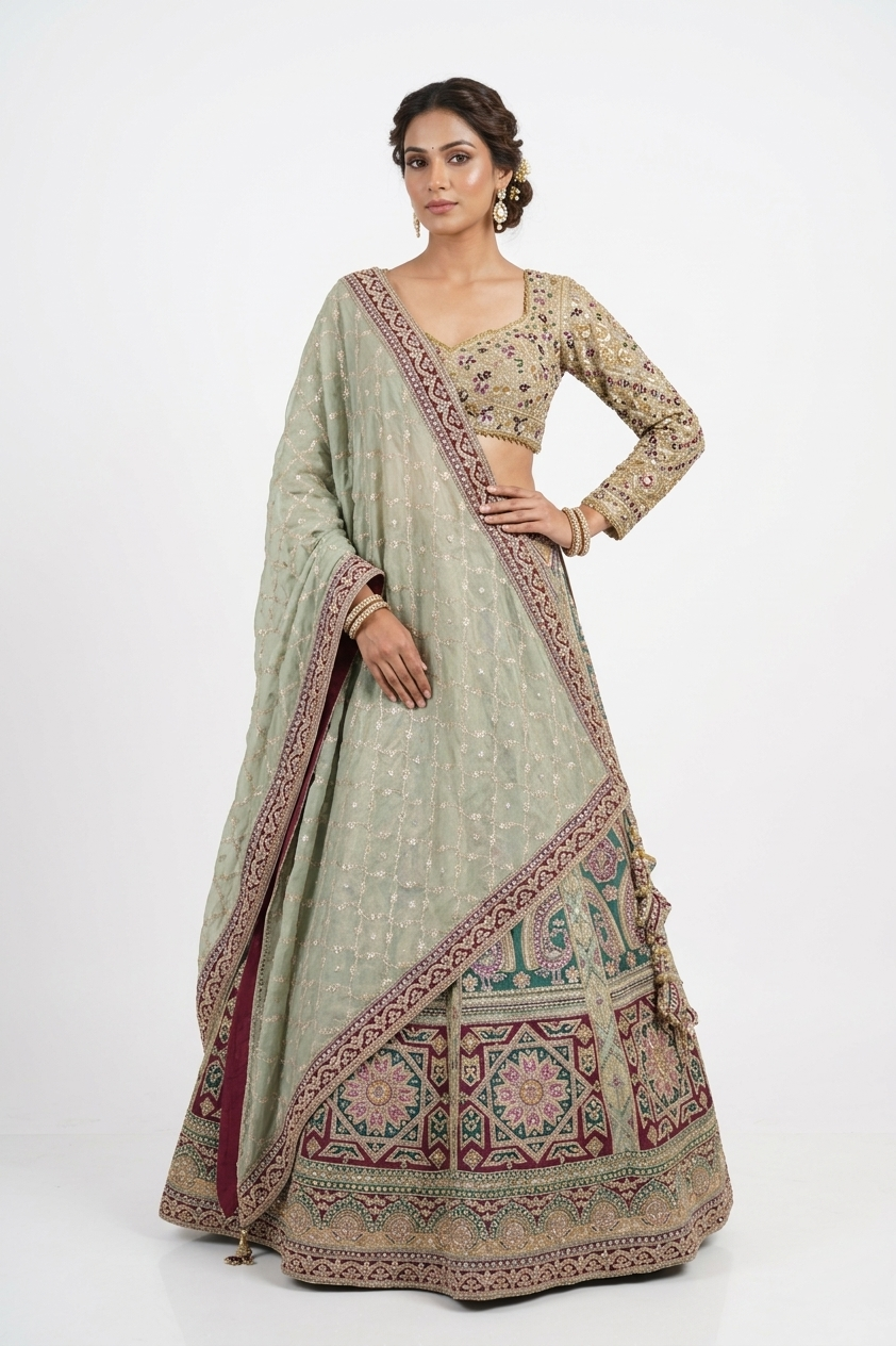 AQUA-CADET BLUE LEHENGA CHOLI