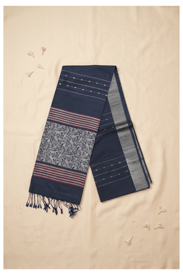 Navy Blue Banarasi Pure Silk Wedding Party Wear Saree