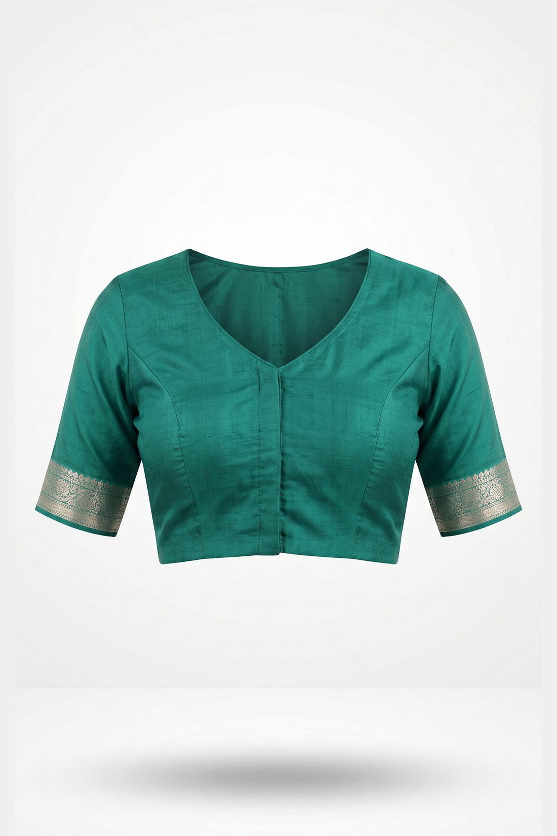 Emerald Green Pure Silk Saree With All Over Silver Zari Jaal Weaving