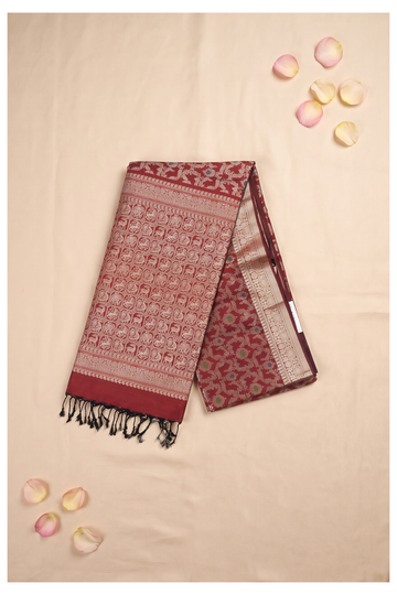 Maroon Banarasi Pure Silk Wedding Saree