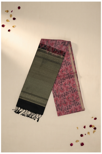 Premium Pink & Black Ikat Inspired Pure Silk Saree