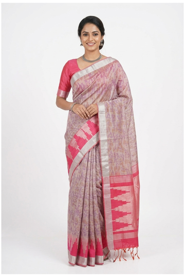 Blush Pink Pure Silk Saree With Abstract Woven Design