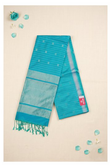 Teal Pure Silk South Saree For Wedding & Party Wear