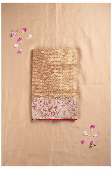Champagne South Silk Tissue Silk Wedding & Party Wear Saree