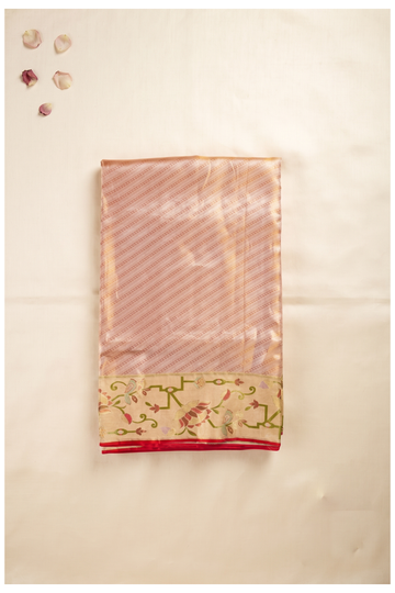 Champagne South Silk Tissue Wedding Saree
