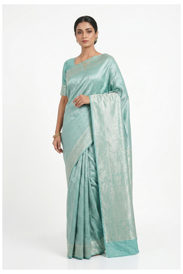 Aqua South Silk Tissue Wedding Saree