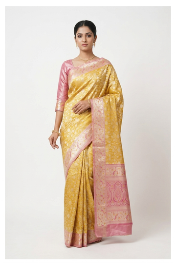 Mustard South Silk Saree In Art Silk Saree With Weaving