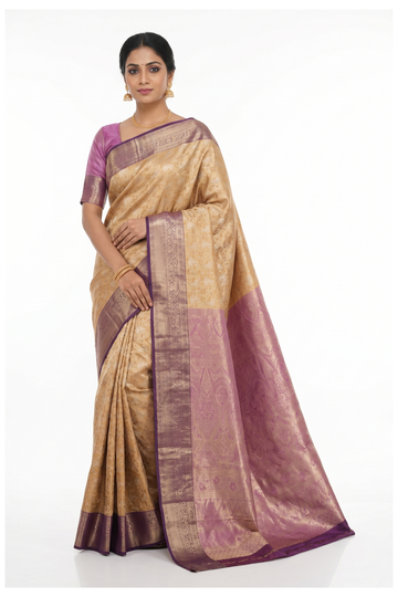 Antique Gold South Silk Tissue Wedding Saree