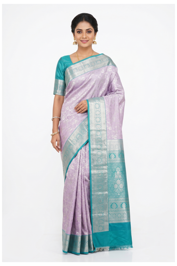 Lavender Banarasi Silk Saree With Jaal Weaving