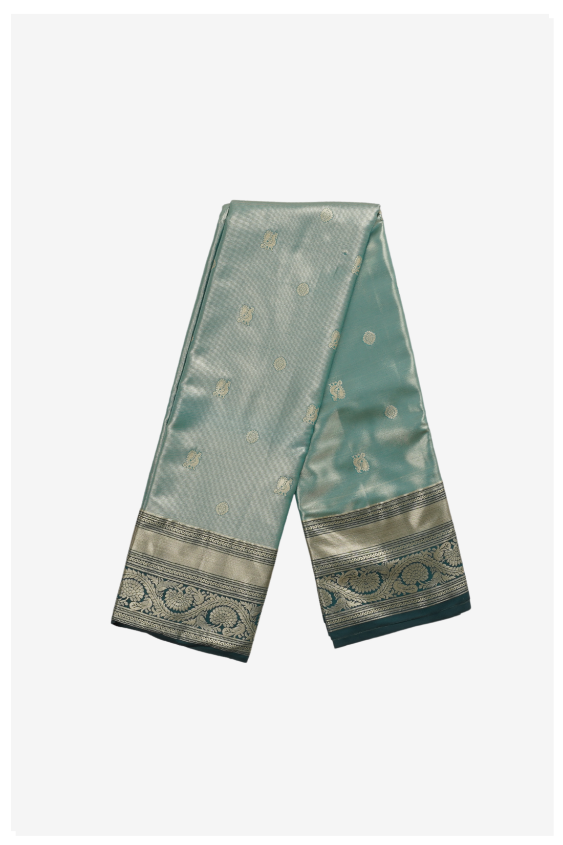 Teal South Silk Tissue Saree For Wedding & Party Wear
