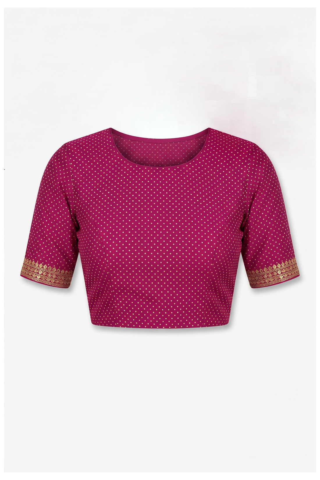 Elegant Magenta Georgette Saree With All-Over Gold Zari Floral Embroidery And Mirror Highlights