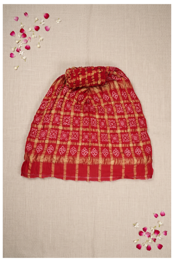 Traditional Red And Gold Gharchola Bandhani Georgette Saree