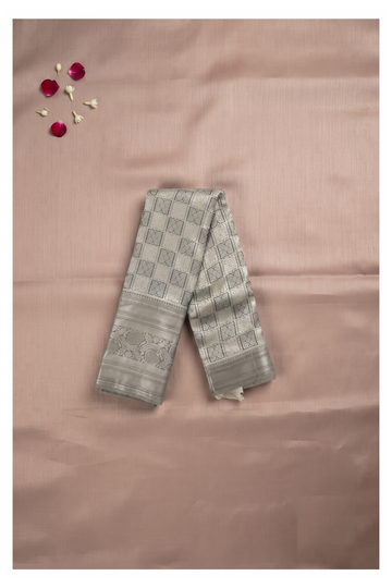 Pale Silver South Art Silk Wedding Saree