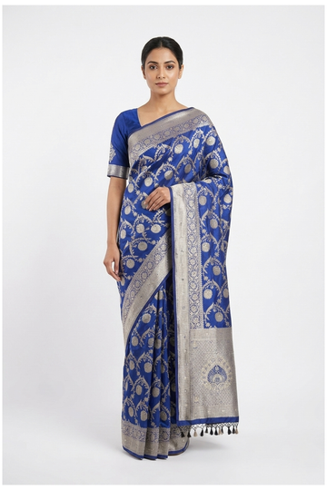 Royal Blue Pure Silk Banarasi Wedding & Party Wear Saree
