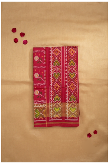 Premium Pink Patola Inspired Pure Silk Saree With Floral Weaving