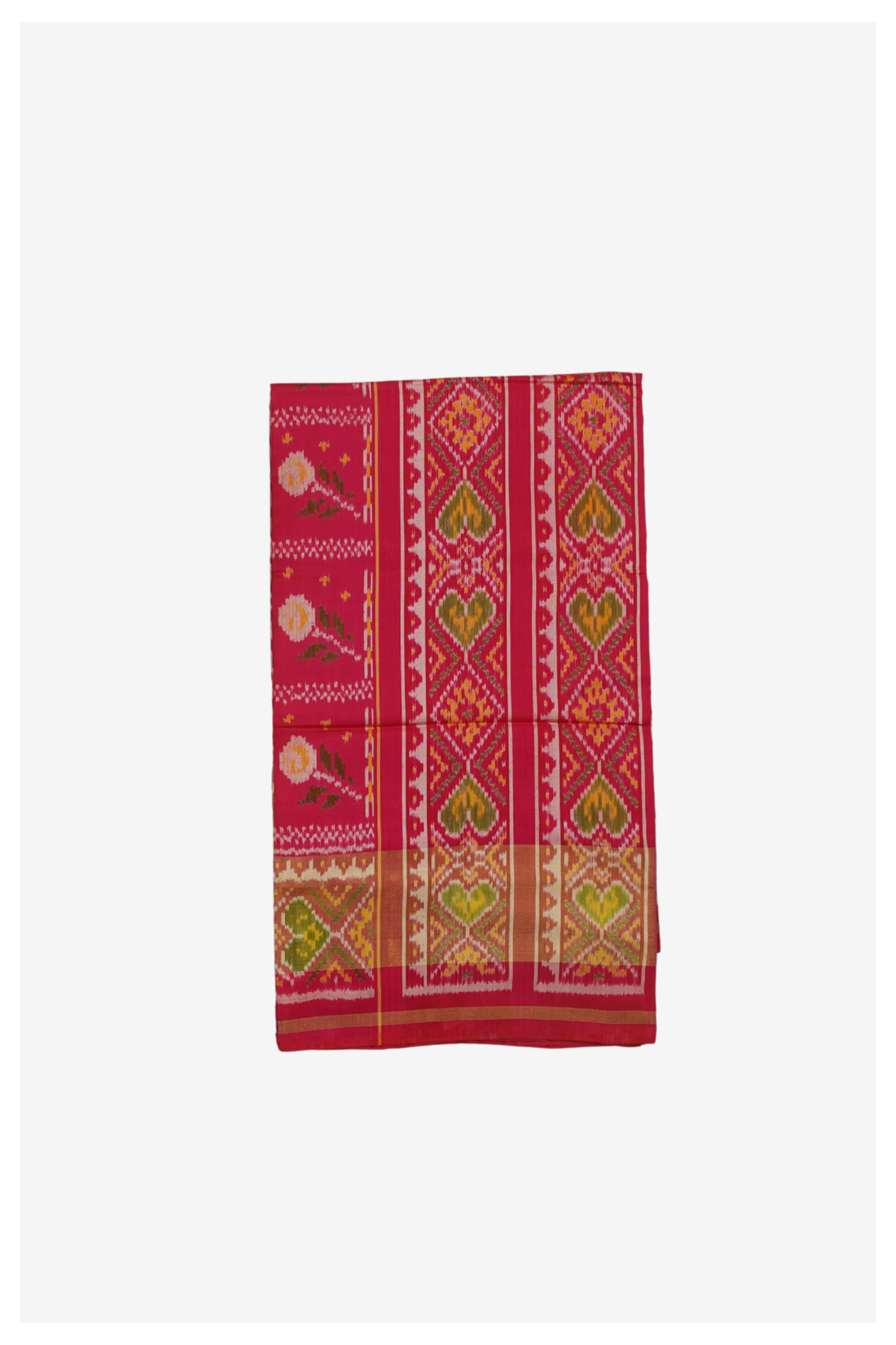 Premium Pink Patola Inspired Pure Silk Saree With Floral Weaving